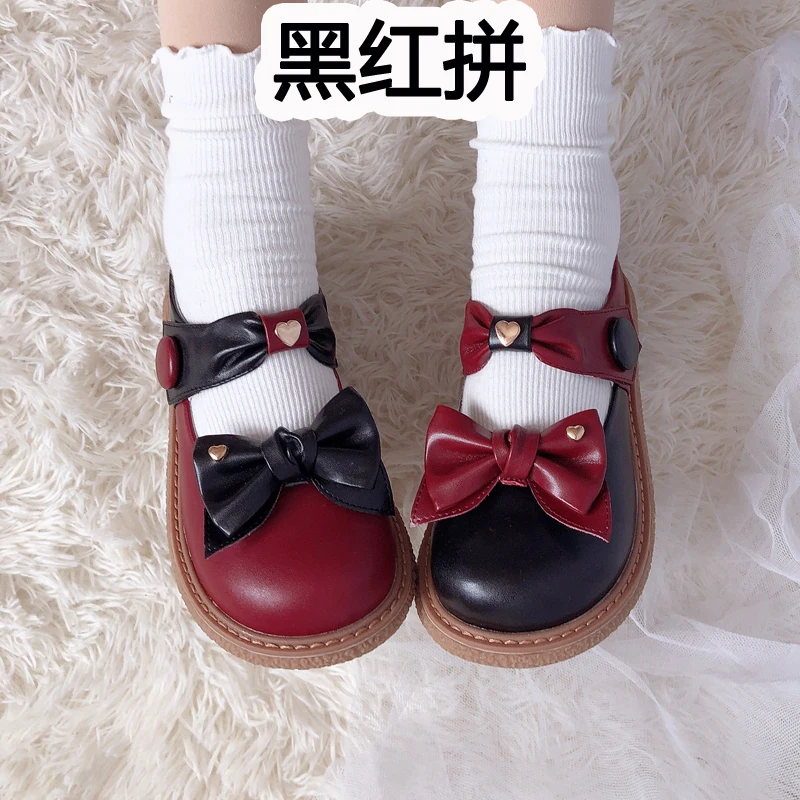 Lolita Shoes Sweet Princess Daily Japanese Vintage Flat Platform Shoes Lace Bowknot Kawaii Shoes Cosplay Loli Girls Shoes Round