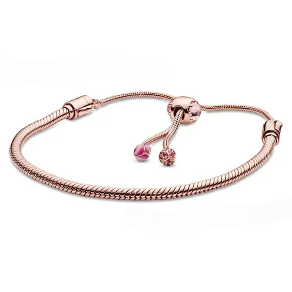 Sternförmiges Verstellbares Armband S925 Reines Silber Rose Schlangenkette DIY Zubehör Charm Damenschmuck Hochzeitsgeschenke – Detail 3