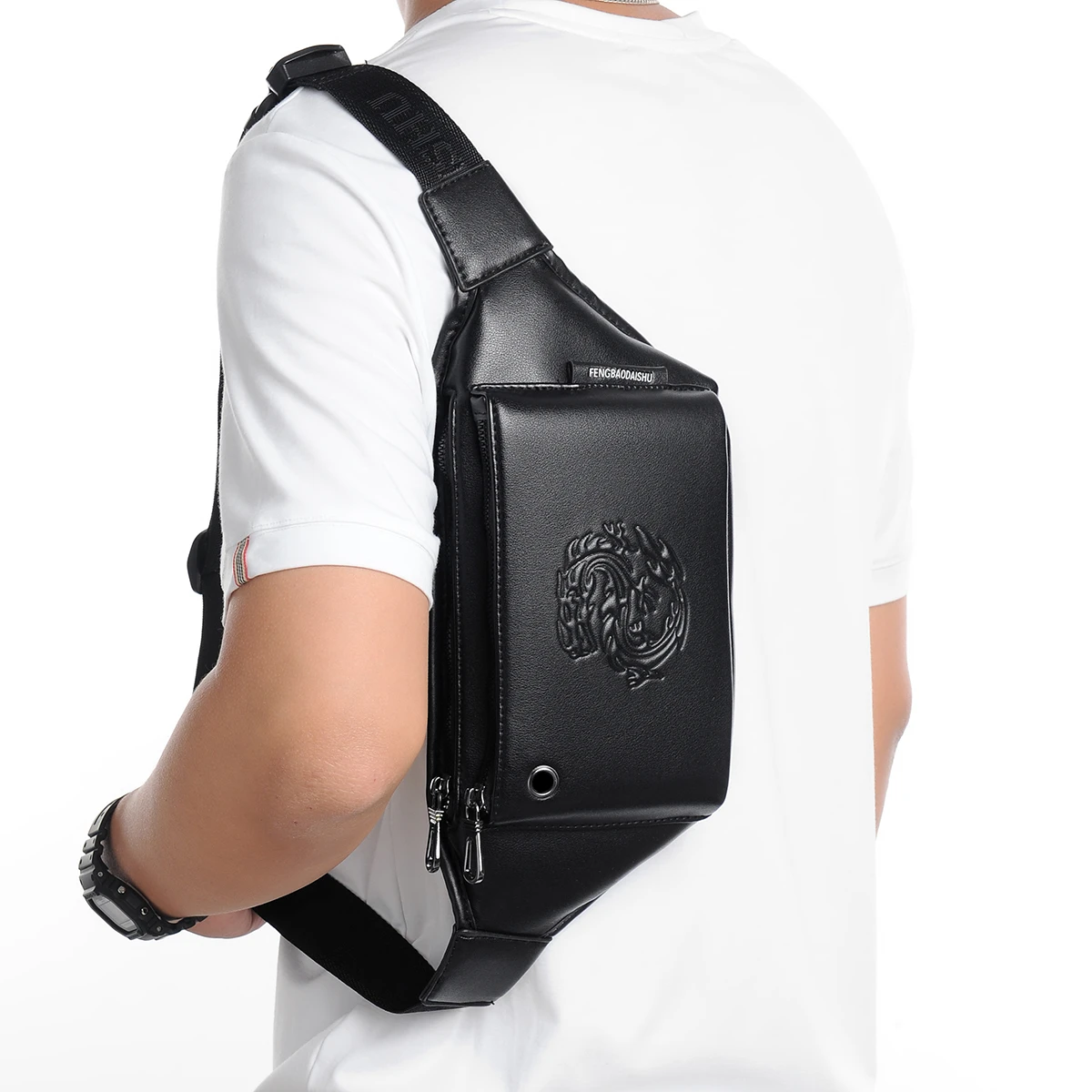 New Pu Men's Pockets Waterproof Wear-Resistant Single Shoulder Messenger Bag Outdoor Close-fitting Sports Phone Bag Factory