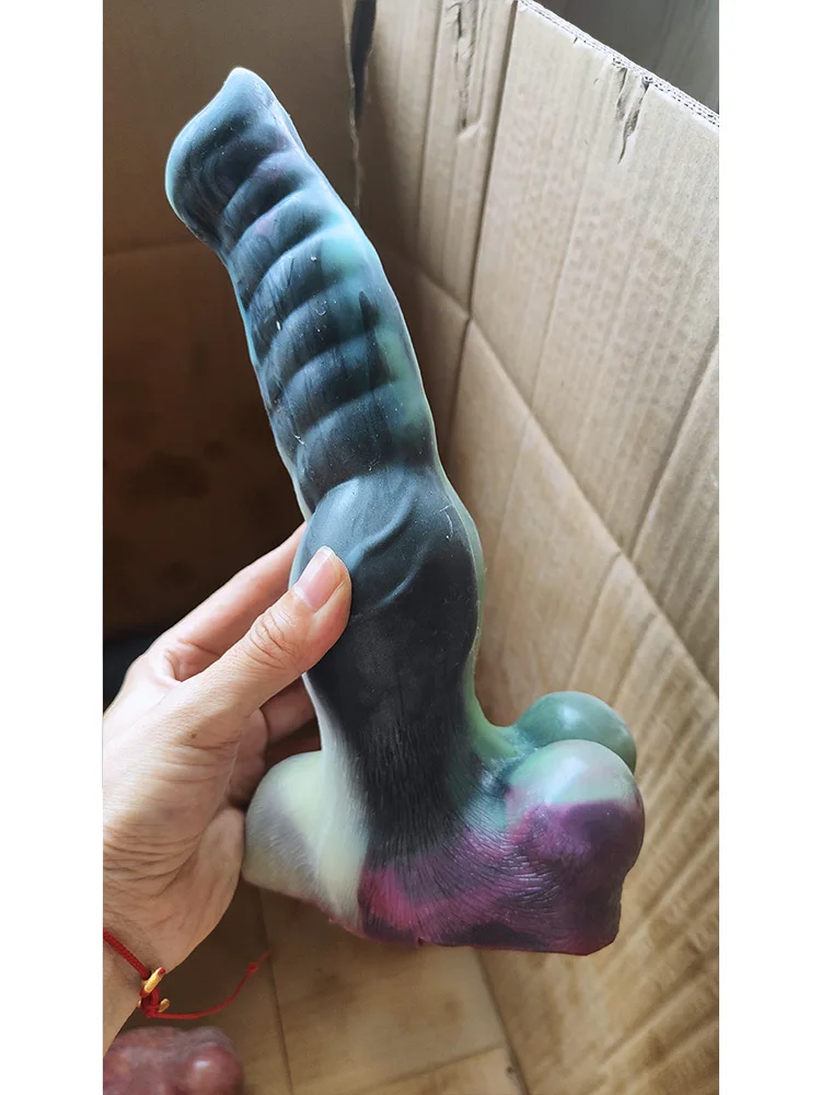 YOCY Cheap colorful silicone dildo animal wolf dog penis knot anal plug limited edition （Follower Enjoy Additional Discounts）