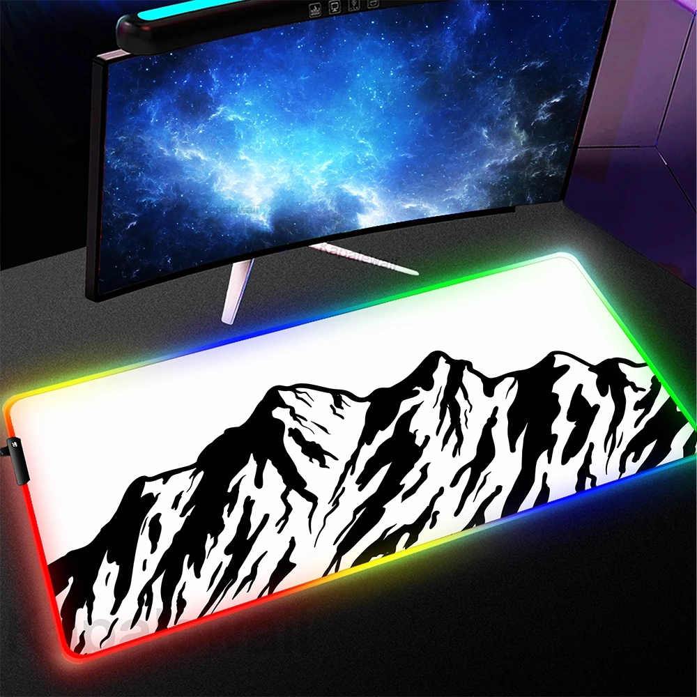 Gaming Large Mouse Pad RGB Mousepad Computer Gamer LED Mouse Mat Lock Edge Rubber Carpet Game Mountain Serenity Backlit Deskmat