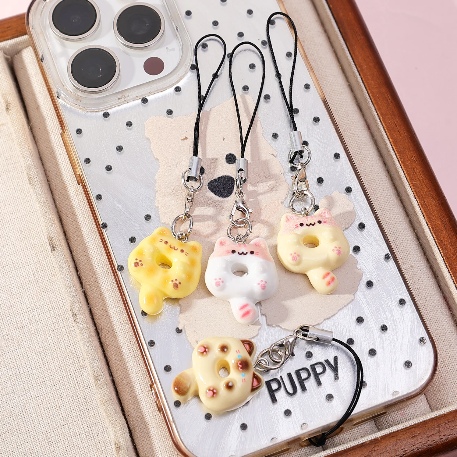 Cute Cartoon Cat Mobile Phone Case Strap Key Chains Bag Pendant Decoration DIY Phone Short Lanyard Handmade Jewelry Gift image 5