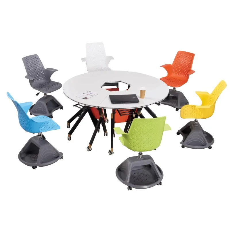 Study Chair Student Rotary Training Chair Removable Armchair with Desk Pad Arm