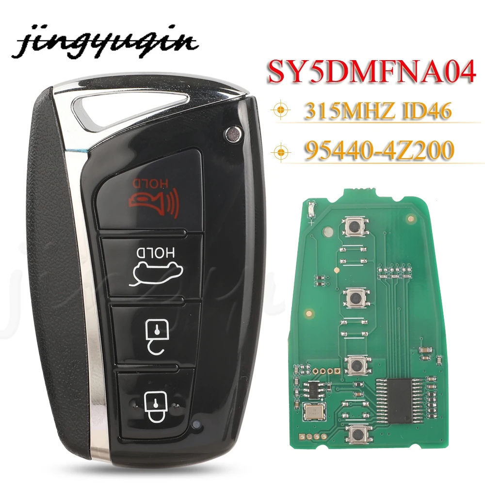 

jingyuqin 95440-4Z200 4 Buttons Remote Keyless Card 315MHZ ID46 For Hyundai Santa Fe 2013-2017 Genesis Smart Car Key SY5DMFNA04