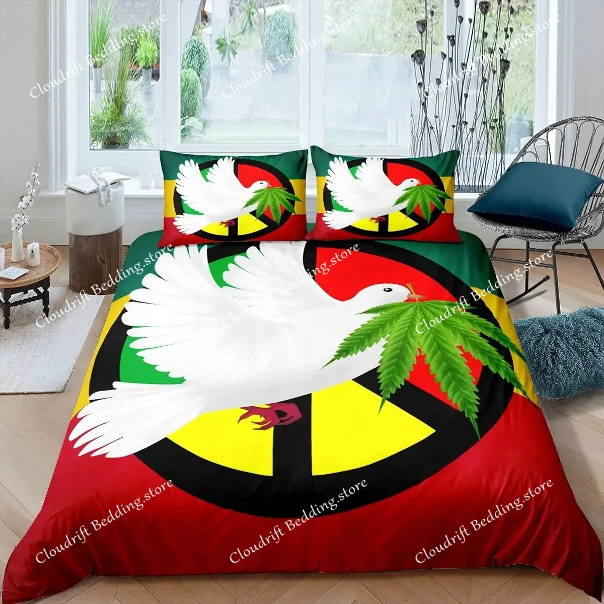 

Pigeon Peace Duvet Cover Set Cute Bird Pattern King Queen Size Polyester Comforter Cover with Pillowcase for Teens Bedding Set