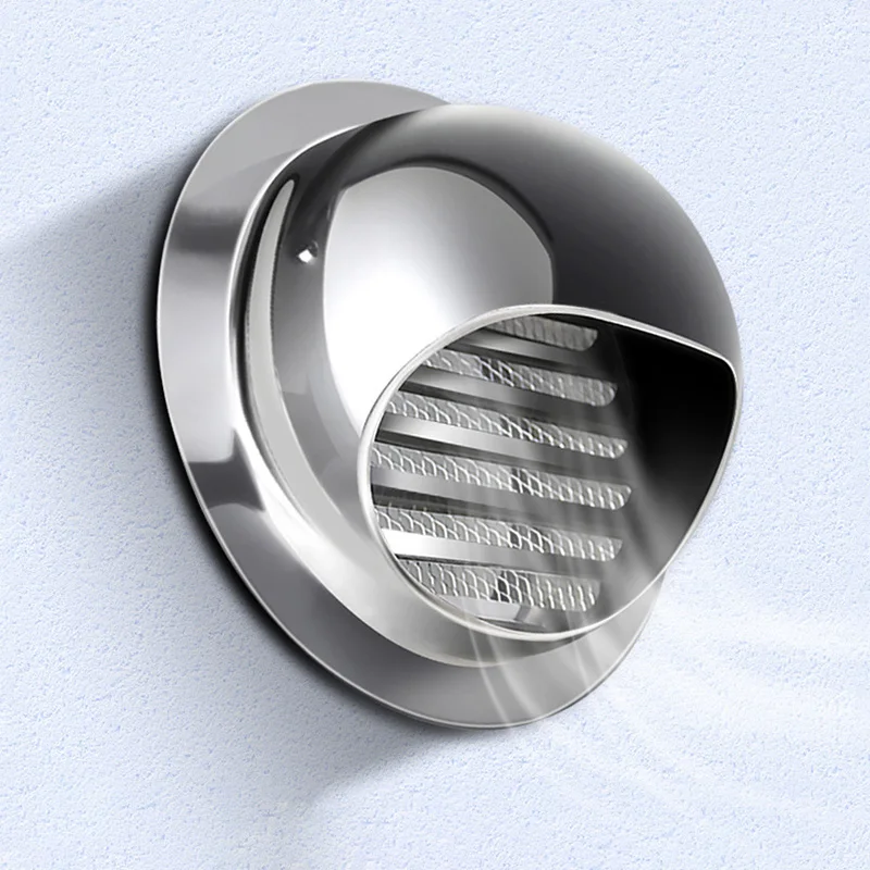 

Air Vent Grille Stainless Steel Round Bull Nosed External Extractor Wall Vent Outlet Exterior Wall Air Vent Ducting Ventilation