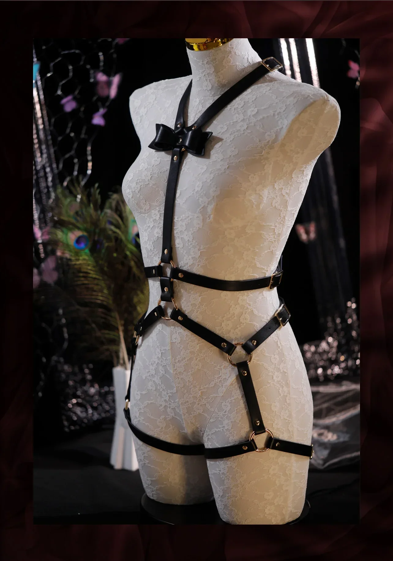 Marnie Maid Cosplay Costume Fashion Sexy Bodysuit PU Leather Temptation Hot Suit Sexy Lace-up Underwear Leather Ander Tie Set