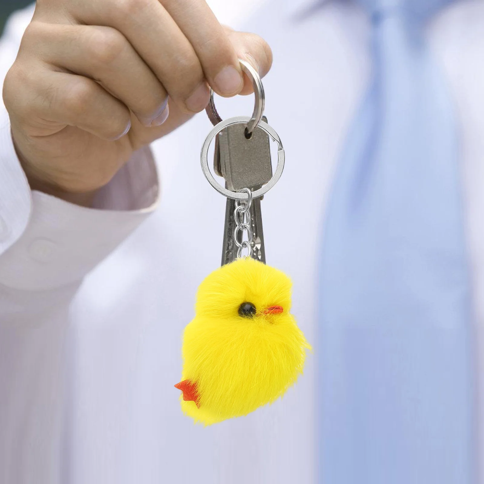 8 stuks schattige mini gele kuiken sleutelhanger zachte gevulde tas charme autosleutels portemonnee accessoires paas feestartikelen kip sleutelhanger