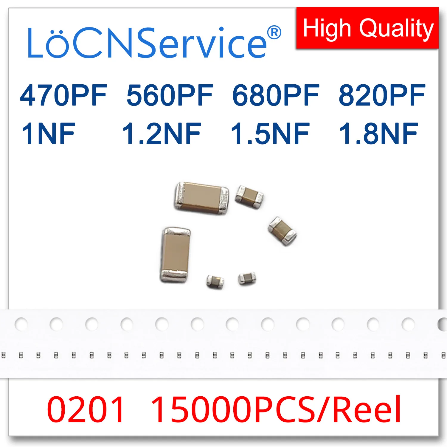 Condensatori SMD 15000PCS 0201 X7R RoHS 25V 50V 10% 470PF 560PF 680PF 820PF 1NF 1.2NF 1.5NF 1.8NF Alta Qualità 471 561 681 821 102