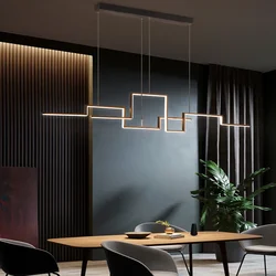 Nordic Geometry Chandeliers Minimalist Black Lighting Living Dining Room Deco Hanging Lamp Restaurant Kitchen Island Bar Fixture