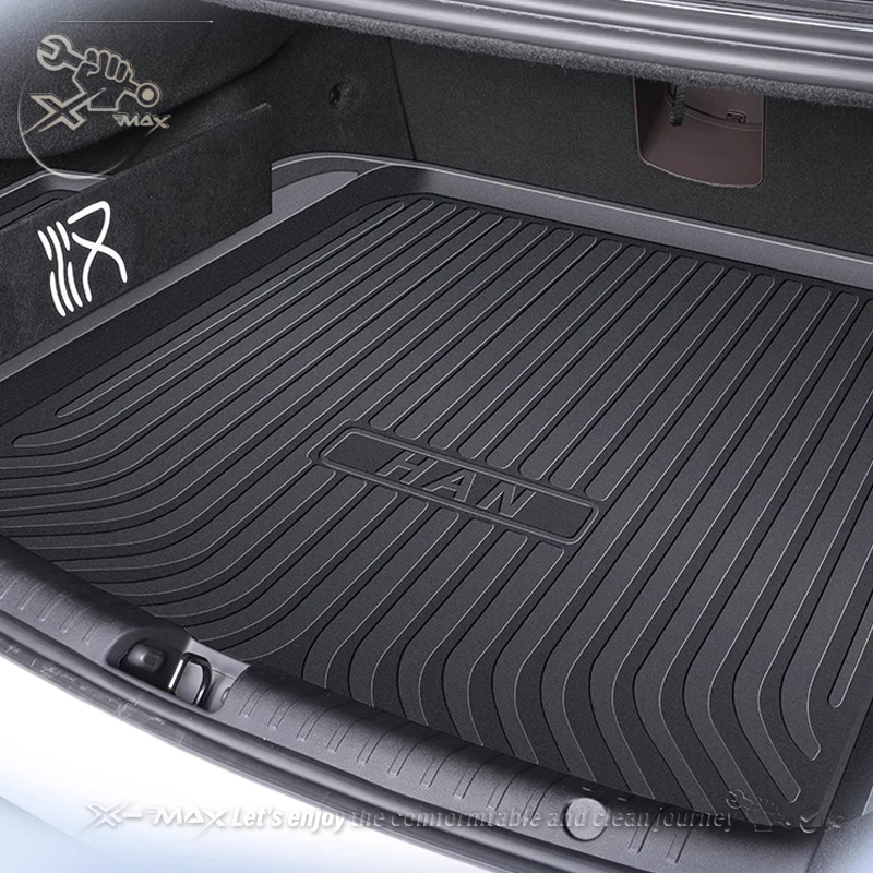 For BYD HAN DM-i 2022-2024 Fit Car Trunk Mat All Season Black Cargo Mat 3D Shaped Laser Measured Trunk Liners