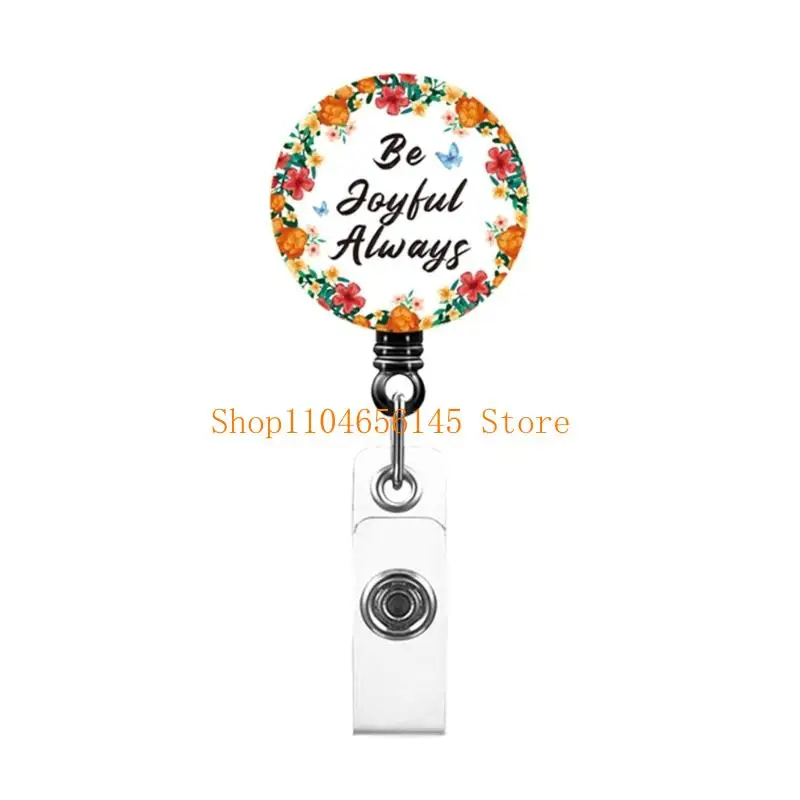

5asd держатель для бейджа с цветочным принтом, выдвижной держатель для бейджа с зажимом для кармана на ремне, подпружиненный для