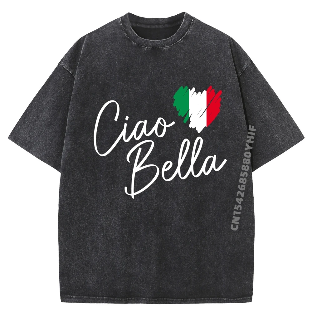 

Italy Italia Italian Flag Pride Fashion T Shirt Men Couples Summer Streetwear Washed Shirt National Flag Day