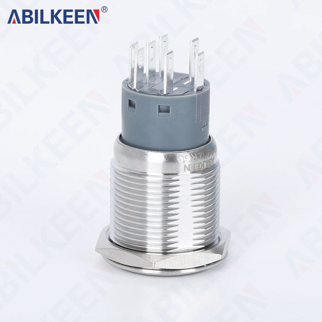 ABILKEEN 19MM Metal Push Button Switch 1NO1NC/2NO2NC Momentary/Latching Push Button with LED Ring Light
