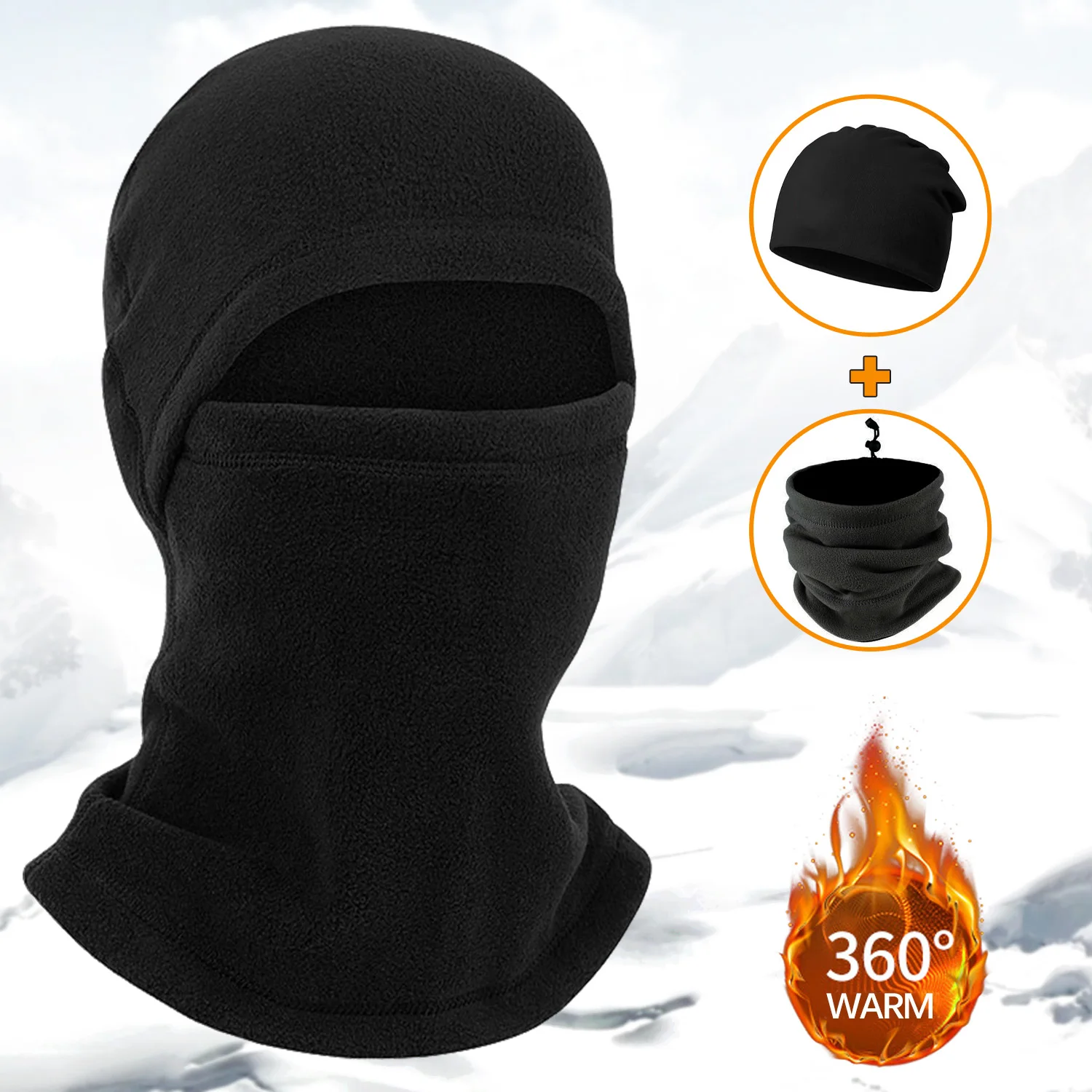 Winter Windproof Balaclava Motorcycle Mask Fleece Thermal Full Face Mask for Men Women Sports Dustproof Windproof Scarf Headgear