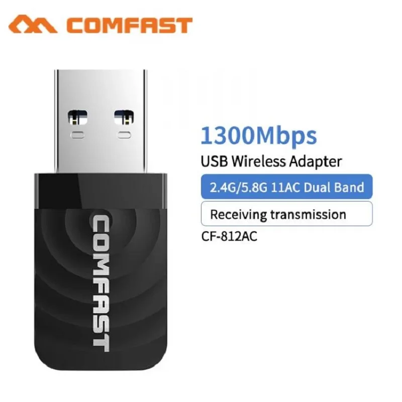 

COMFAST CF-812AC Gigabit Wireless USB3.0 Wifi Adapter AC 1300Mbps Wi-fi Adapter 2.4G 5.8GH