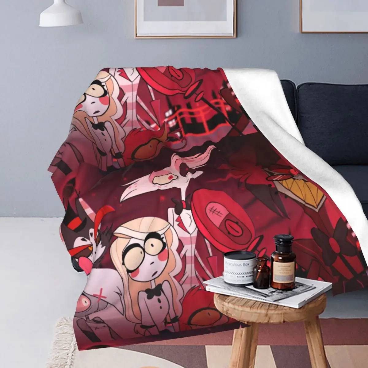 Helluva Anime Blanket Fizzarolli Flannel Throw Blanket Airplane Travel Decoration Soft Warm Bedspreads