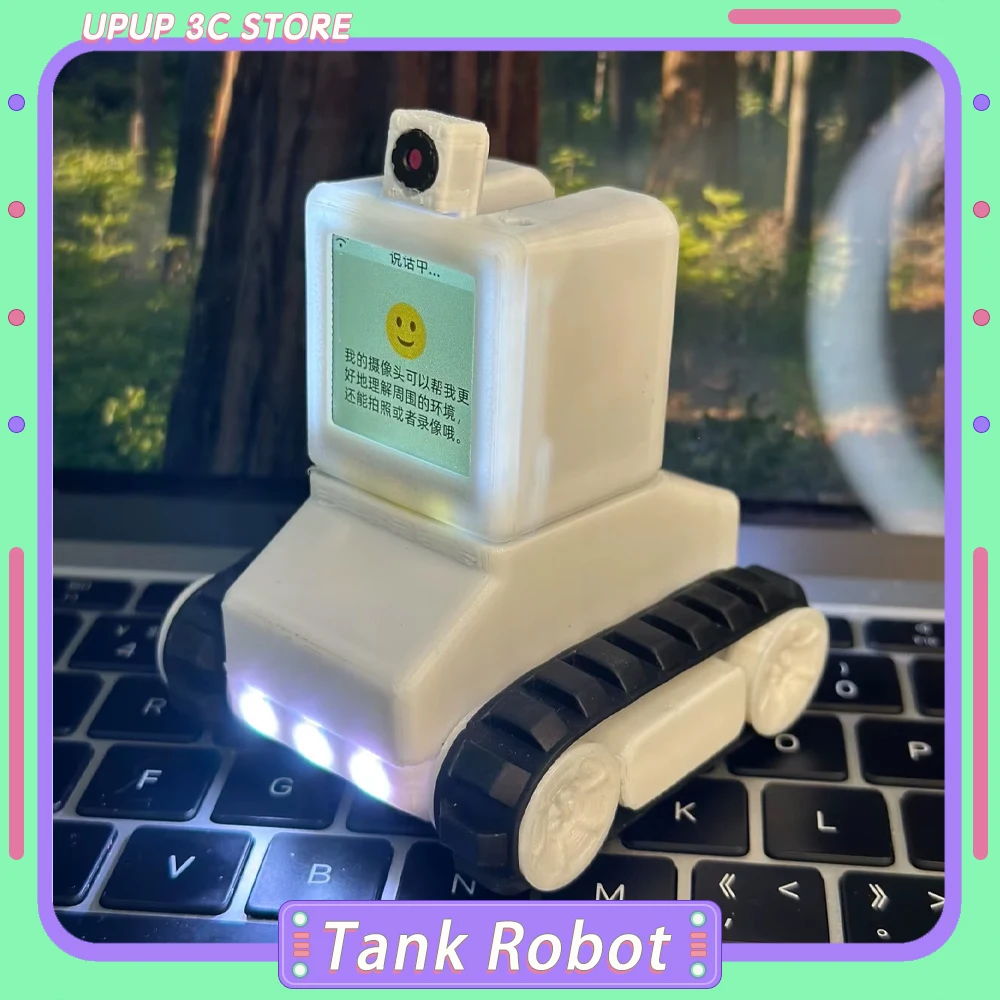 

Xiaozhi AI Cyber Tank Robot ESP32 DIY 3D Printing Pet Robot Voice Control AI Dialogue Voiceprint Recognition Companion Kid Gifts