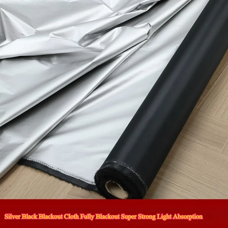 Silver Black Double Sided Blackout Cloth Thermal Insulation UV Sun Block Fabric for DIY Shade Curtain Light Isolation Material