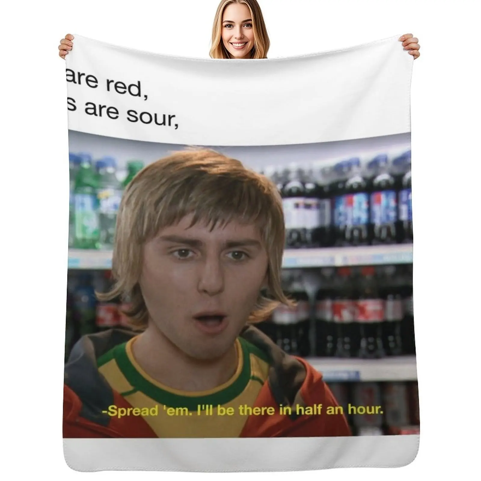 Couverture en fausse fourrure douce et chaude pour lit, avec citation amusante de Jay The Inbetweeners spread em poem