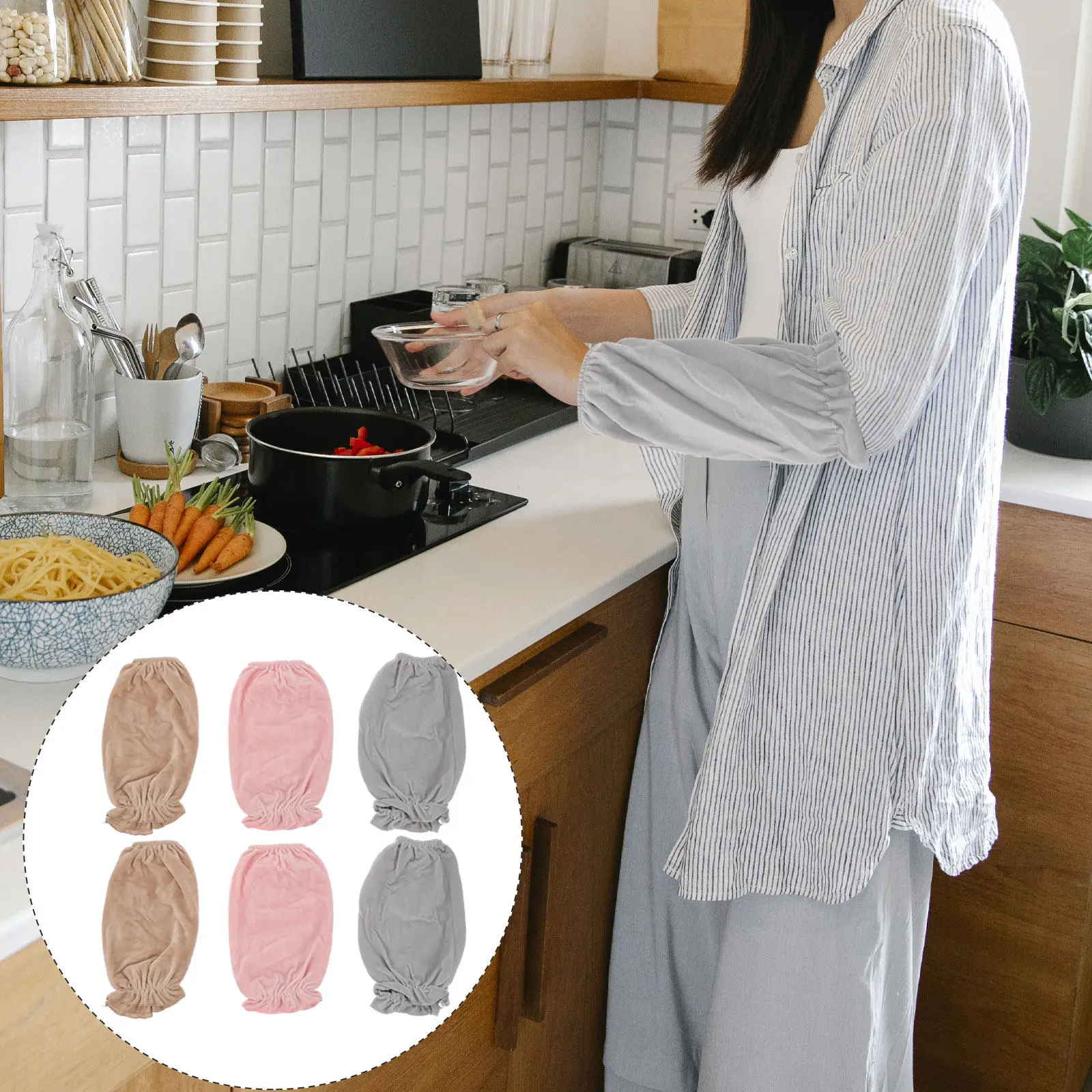 

3Pairs Arm Protector Oversleeves Women Elastic Cuffs Protection Cold Weather Driving Running Typing Warm Sleeve Covers
