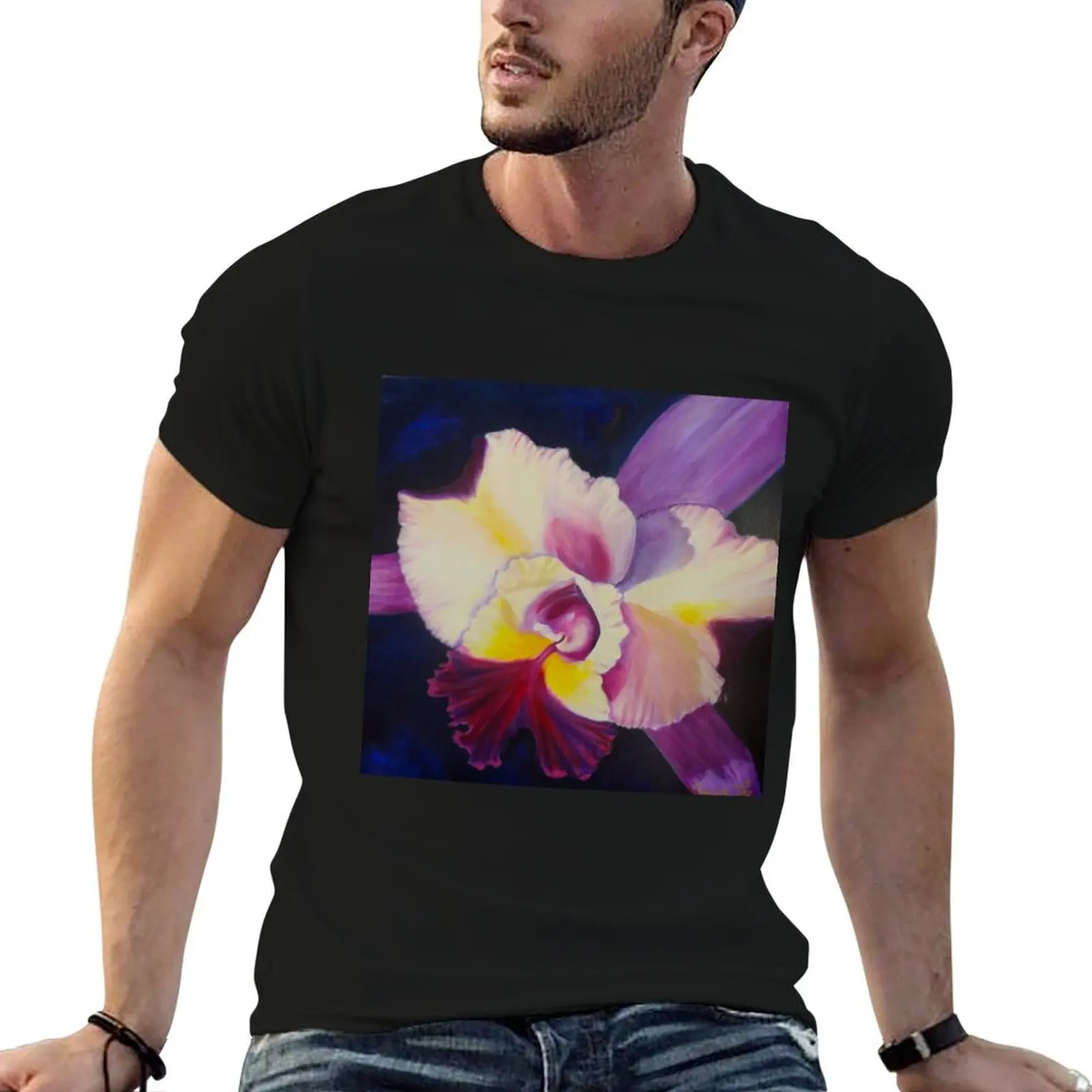 

Футболка с фиолетовой орхидеей, мужская футболка, футболка с аниме, хлопковая футболка, мужская футболка