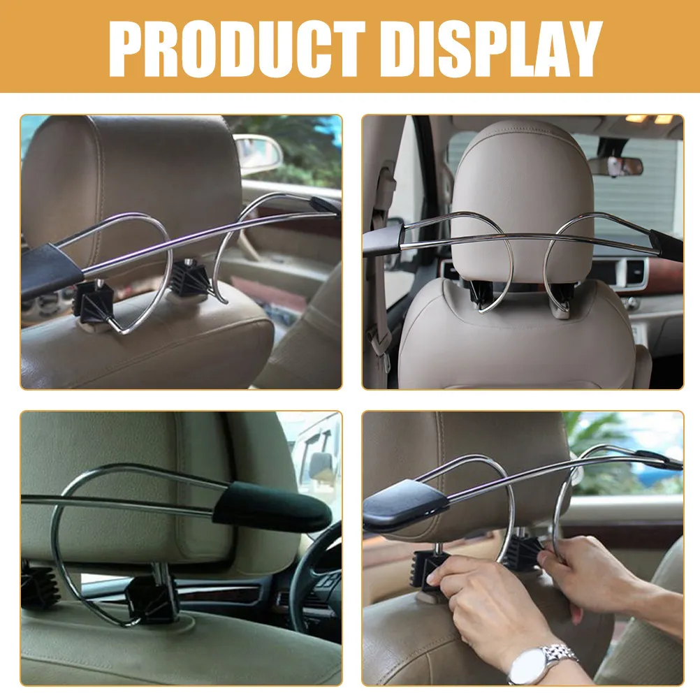 

Car Headrest Coat Hanger Sturdy Wide Shoulder Car Clothes Rack Easy Install Vehicle Backseat Suit Shirt Organizer