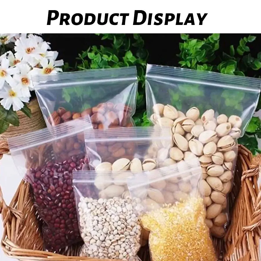 Reusable Clear Plastic Zipper Bags Resealable Storage Bags for Gifts Snacks Jewelry Small Items - Image 2