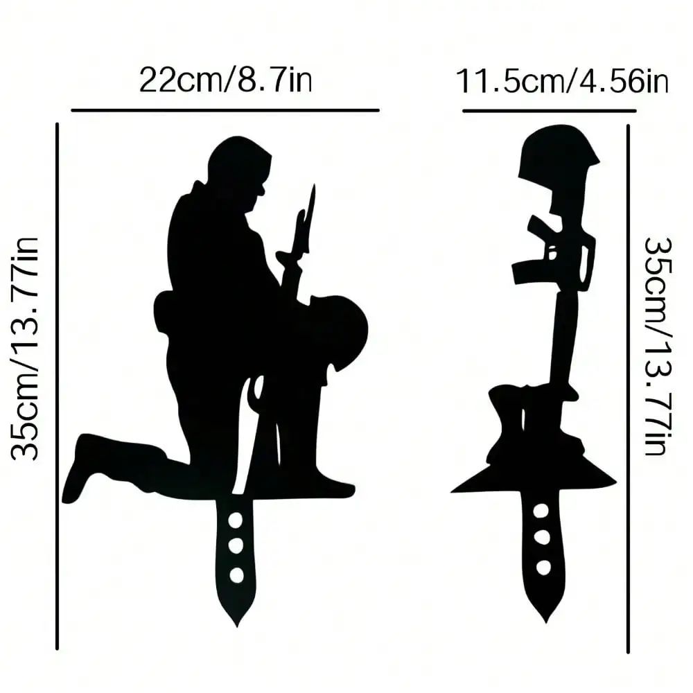 CIFBUY Estaca de metal para jardín conmemorativa militar, paquete de 2, escultura colgante de hierro resistente a la oxidación, decoración para patio y césped, placa de regalo única