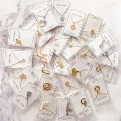 20Pcs/Lot Sweet Love Crown Crystal Geometric Pendant Stainless Steel Necklace for Women Mix Style Jewelry Accessories Party Gift