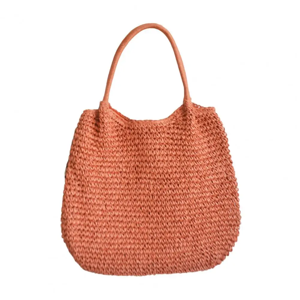 

Natural Straw Tote Bag Handmade Straw Shoulder Bag for Women Lightweight Beach Tote with Capacity Stylish Use Handwoven Straw