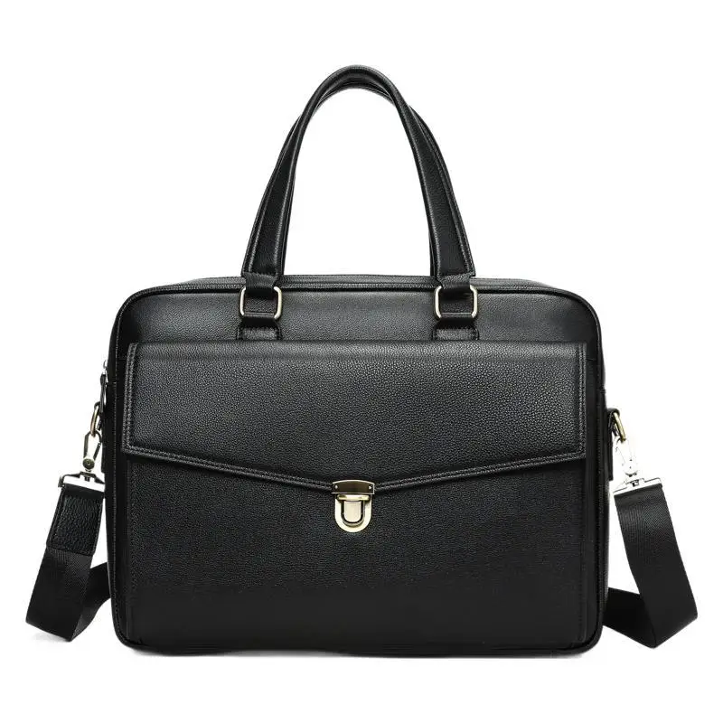 Genuine Leather Briefcase for Men Top Grain Cowhide Handbag Travel Large Capacity Leather Business Bag Laptop Bag