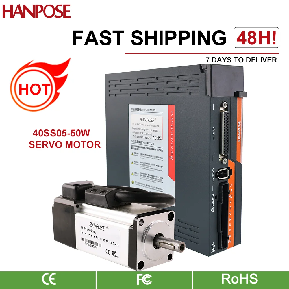 40SS05 servo motor drive kit 50w +ASD205 drive Rated Current 0.6A Rated Torque 0.16N.m High Accuracy ac servo motor 0.05kw