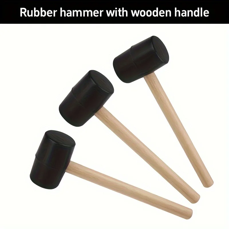 Durable Eco-Friendly Rubber Mallet Hammer with Wooden Handle for Camping, Flooring, Tent Pegs, Woodworking & Soft Blow Tasks