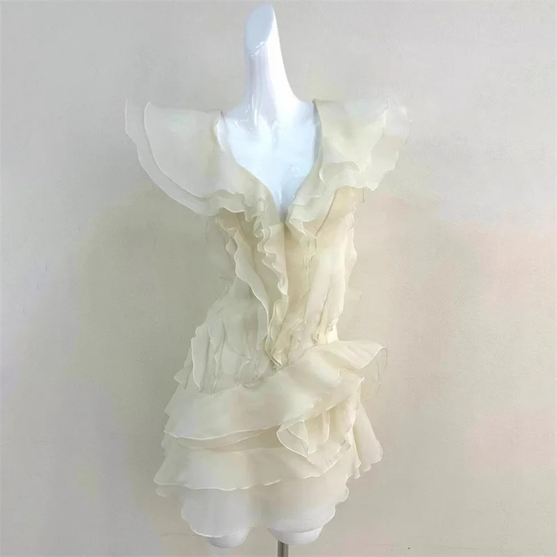 Damenkleider Neues 3D-Blumen-Minikleid für den Sommer 2025, sexy schulterfreie, ärmellose kurze Kleider, Partykleider, Abendkleider