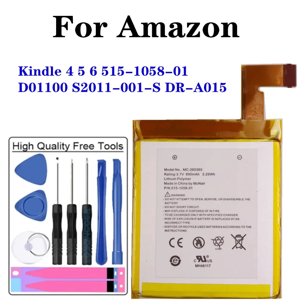 High Quality Original Battery D01100 515-1058-01 S2011-001-S DR-A015 For Amazon Kindle 4 5 6 Battery Batteries + Free Tools