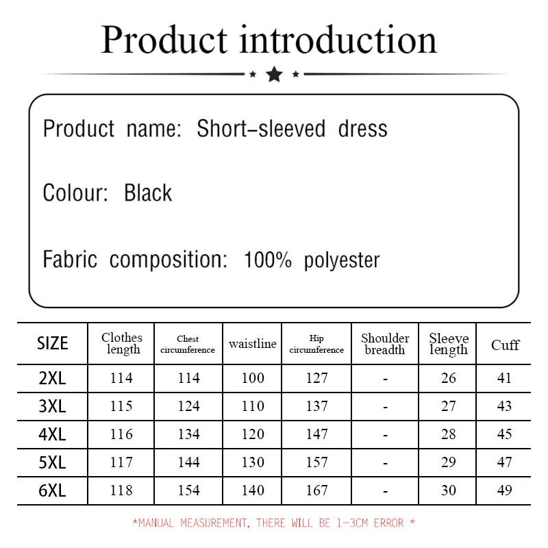 Plus size women's summer casual dress Chinese style modified cheongsam tray buckle decoration slit hem black polyester fabric