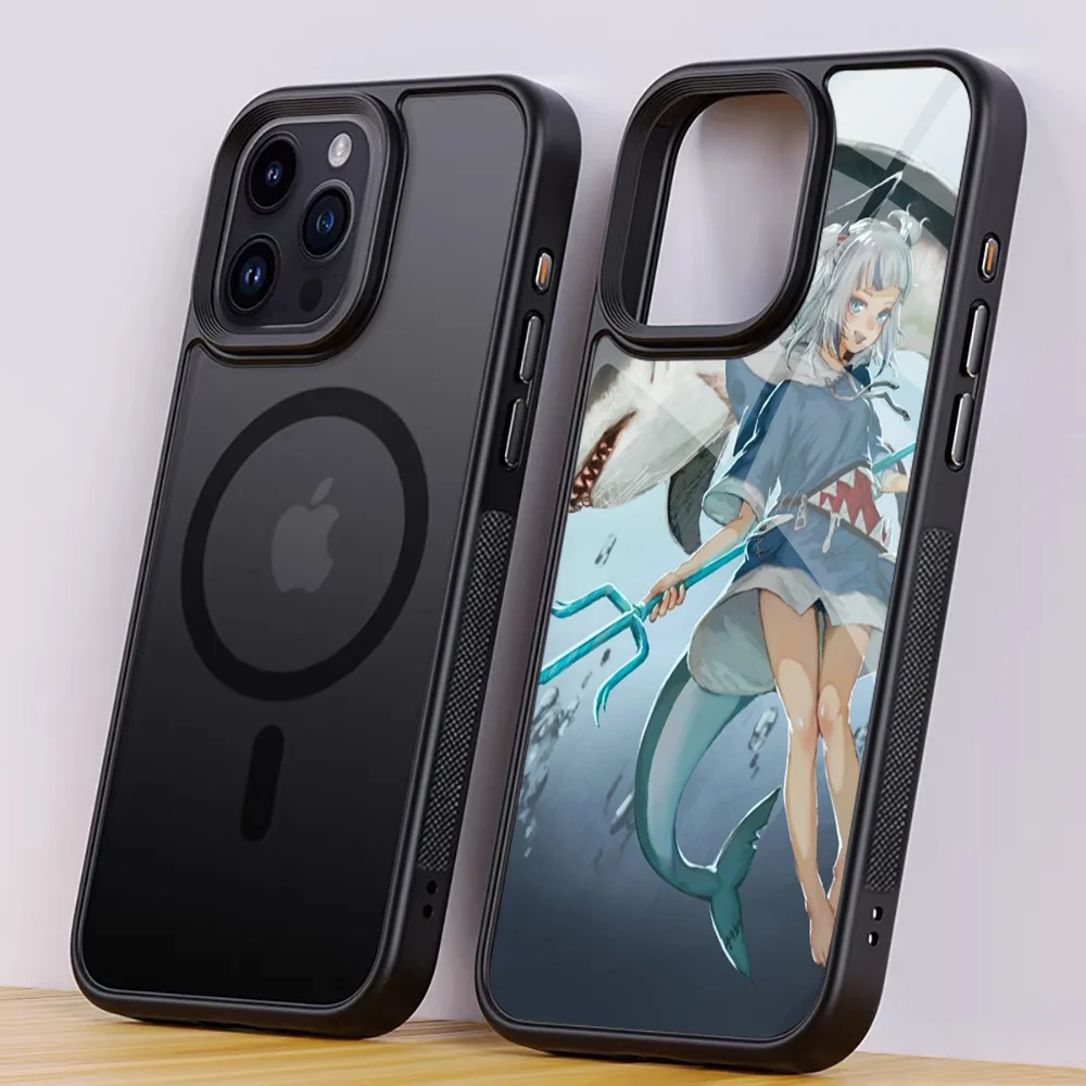 

Gawr Gura For Magsafe Wireless Charging Cases For IPhone 15 13 12 11 14 Pro Max Mini 8 Plus XS X XR Liquid Silicone Phone Case