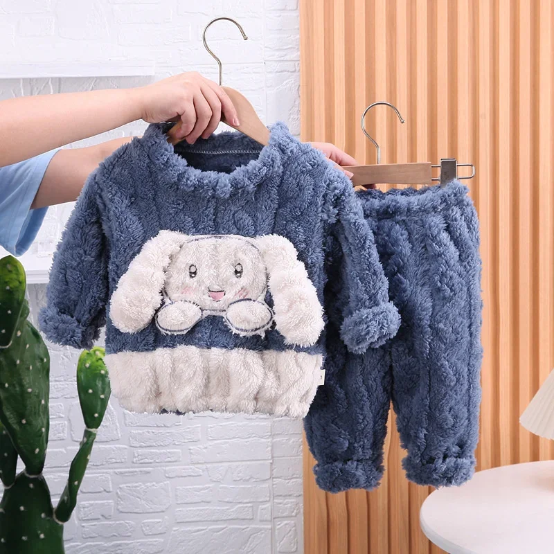 

New Winter Baby Girls Clothes Children Sleepwear Infant Fashion Warm T-Shirt Pants 2Pcs/Sets Toddler Casual Costume Kids Pajamas