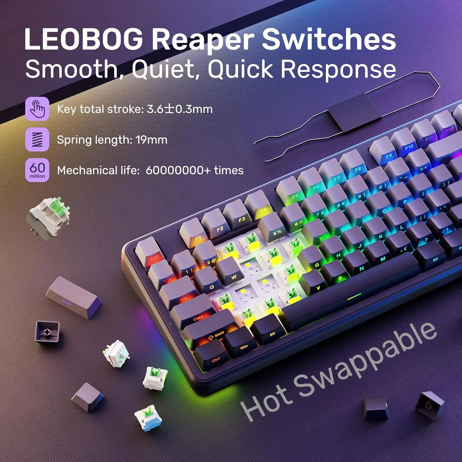 AULA F98 Gaming Mechanical Keyboard Full-size Three-mode Bluetooth/2.4G/USB-C Backlight 99 Keys Customized keyboard for PC MAC