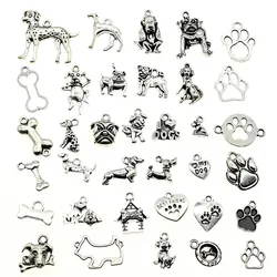 WYSIWYG 40g Antique Silver Color Zinc Alloy Random Mix Styles Dog Bone Paw Charms DIY Handmade Craft For Jewelry Making
