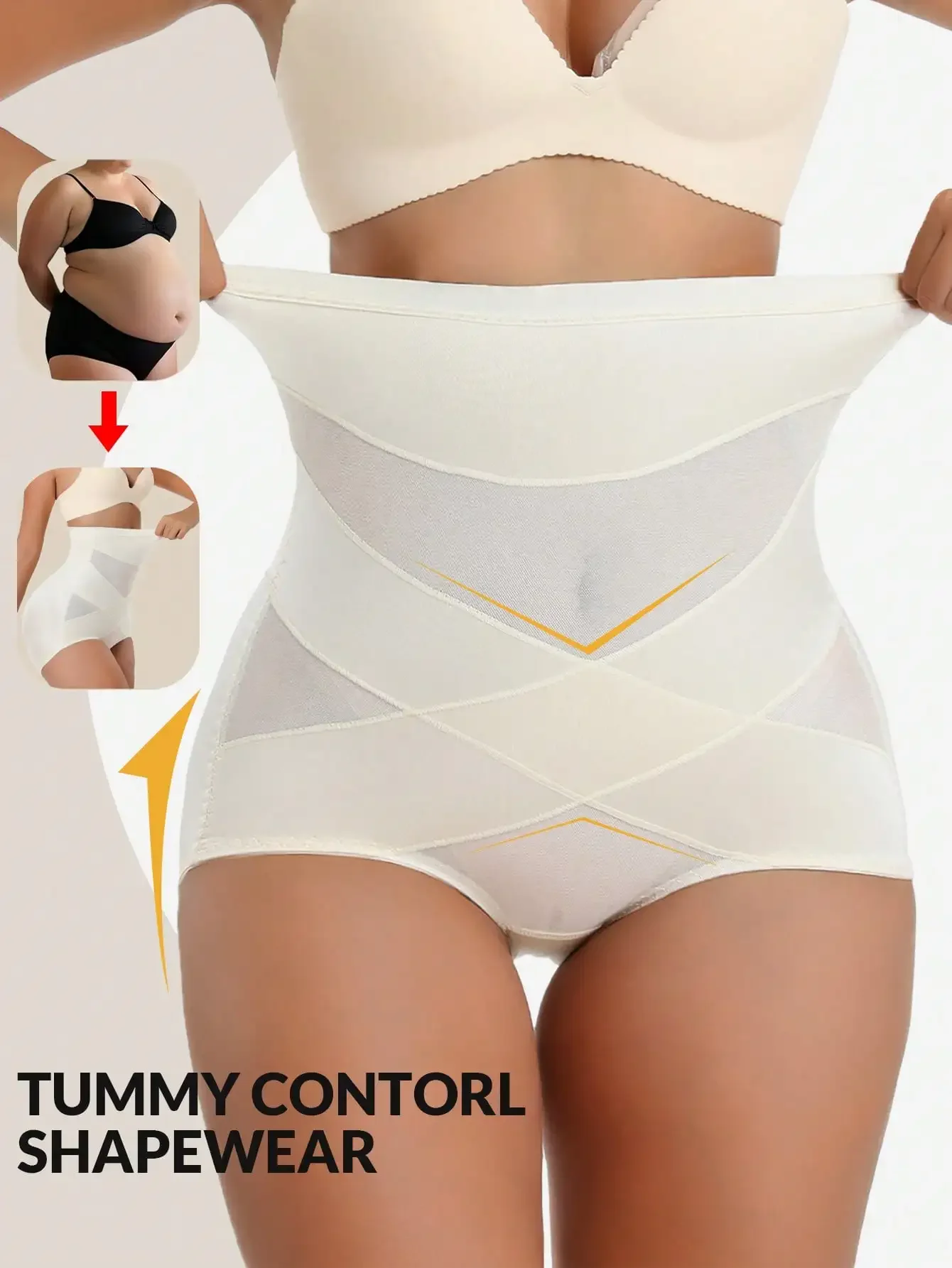

1pc High Waist Shaping Panties, Women Tummy Control Shapewear Waist Cincher Bodysuit Shorts