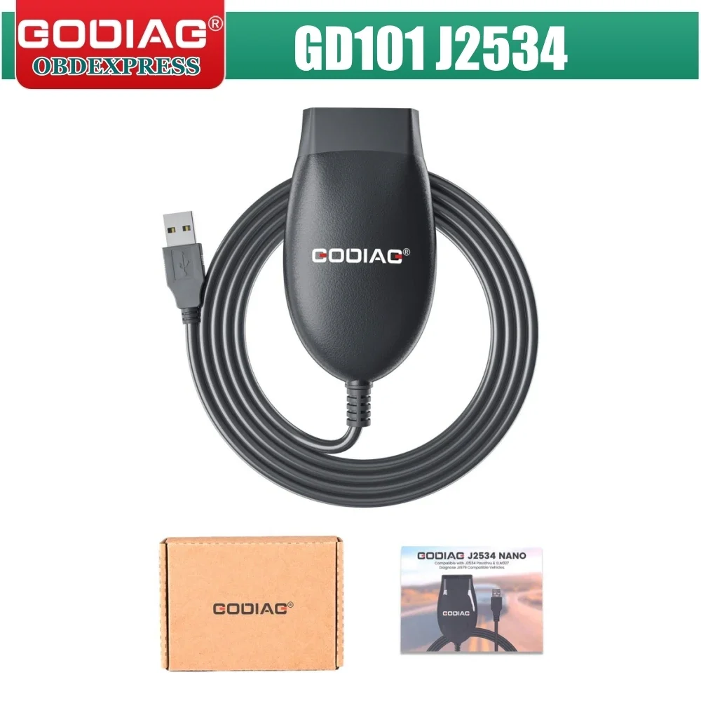 GODIAG GD101 J2534 Diagnostic Cable Support J2534 & ELM327 Diagnose J1979 for Toyota/ Honda Acura/ ODIS/ Ford Mazda