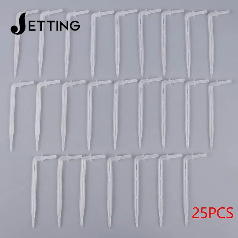 25PCS 4/7mm Transparent Elbow Arrow Drippers Bending 1/4'' Drop Emitter Garden Potted Irrigation Watering Tool Greenhouse