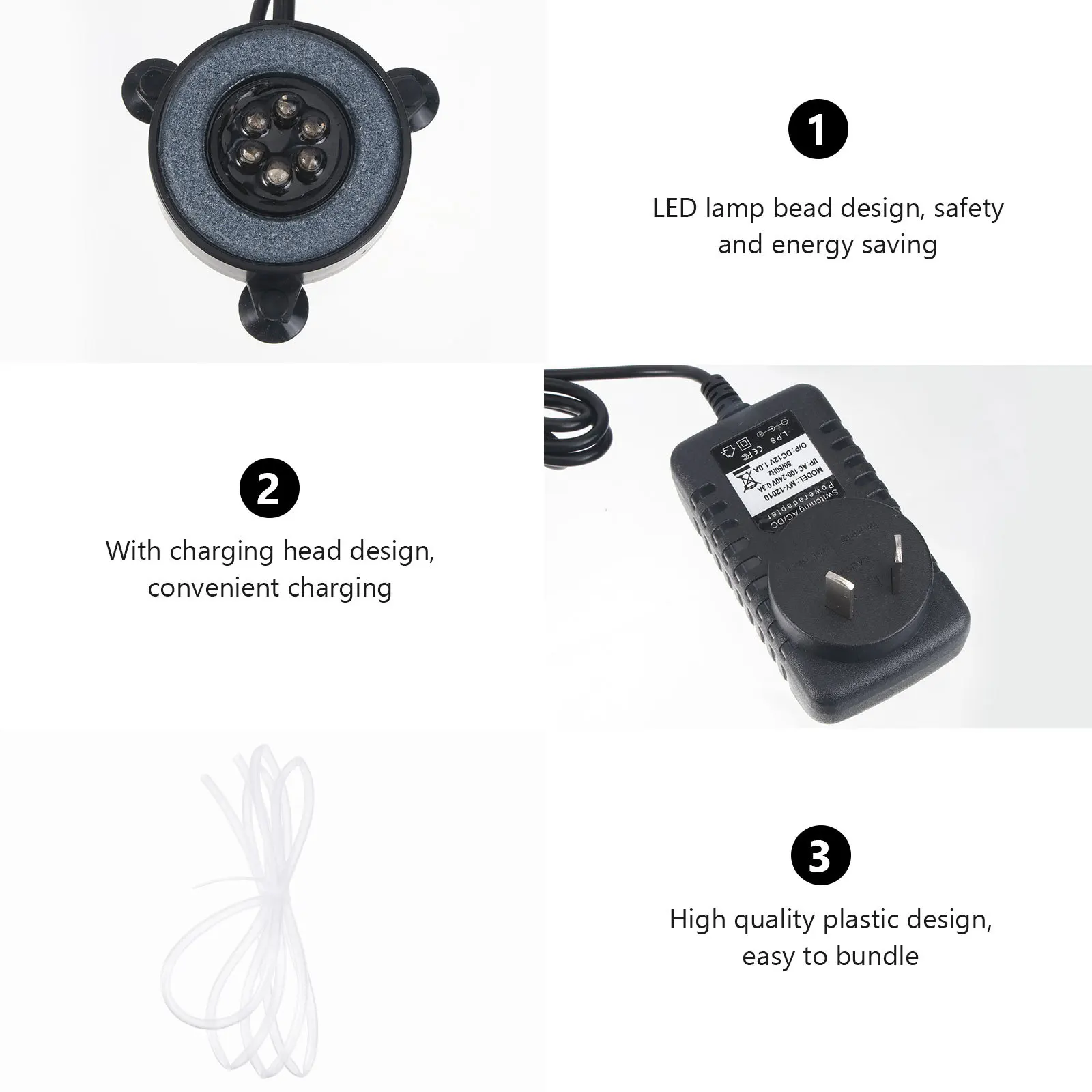 

Aquarium Fish Tank LED Diving Lighting Round Bubble Light Au Plug Decorative Floodlight High Brightness Adjustable Spectrum