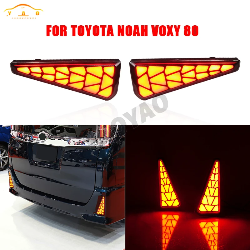 For Toyota NOAH VOXY 80 Series Car LED Rear Fog Lamp Bumper Light Auto Brake+Daylight+Turn Signals Dancing Brake light