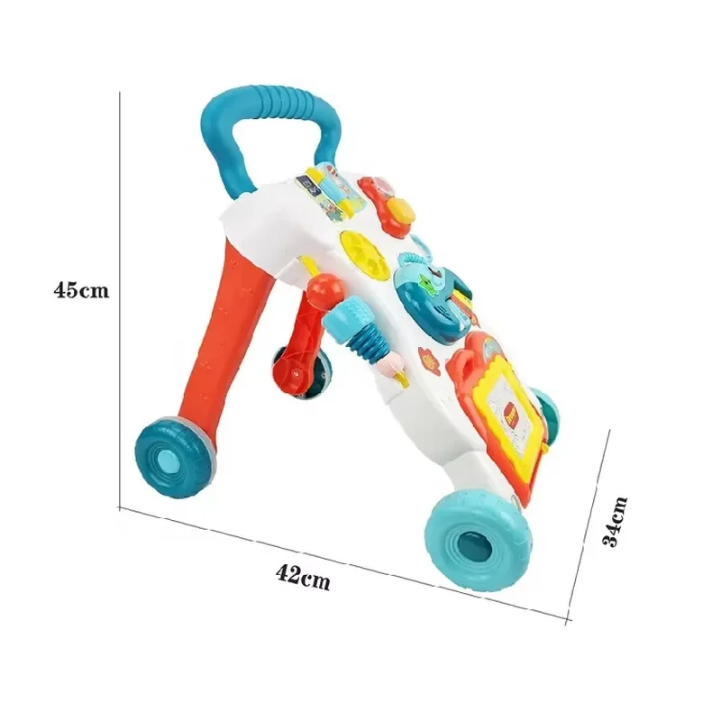 Multifunktionaler, verstellbarer Musik-Lauflernwagen für Kinder