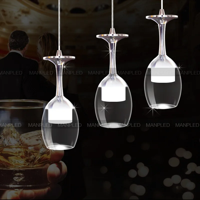 Wine Glass Shape Acrylic Contemporary LED Chandelier Dining Room Three Head pendant lights for dinning room kitchen island