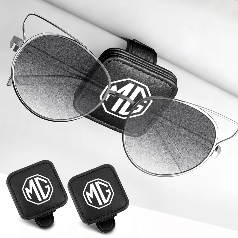 

Car Visor Glasses Clip Leather Sunglasses Holder Card Clip Accessories For Morris Garages MG 3 5 6 7 HS ZS GS Hector TF GT ZR