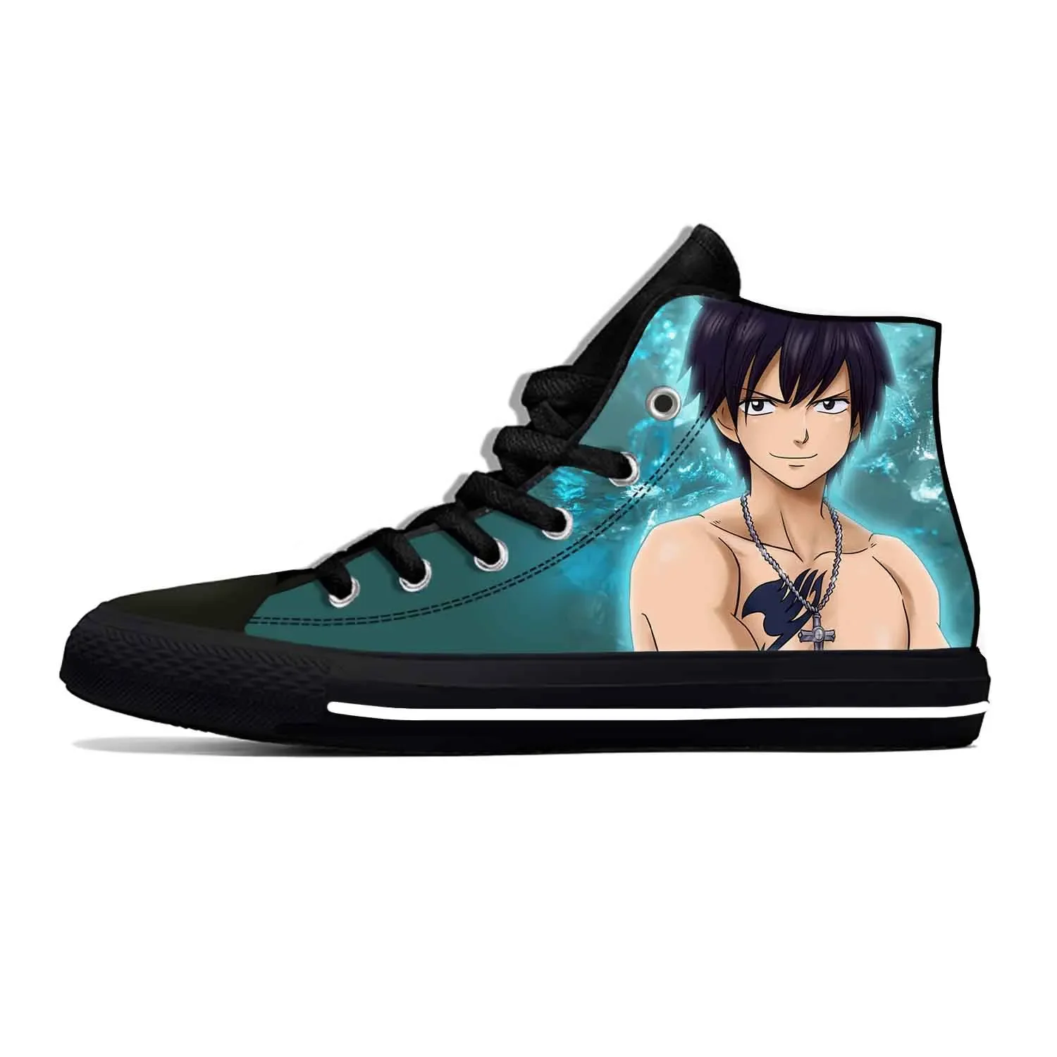 Hot Anime Cartoon Fairy Tail Gray Fullbuster Casual Shoes High Top Lightweight New Board Shoes Breathable Men Women Sneakers